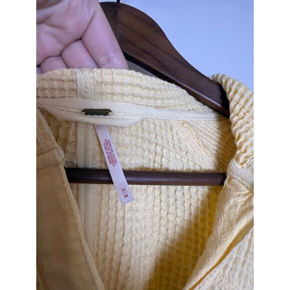 Free People Chill Mood Hoodie in Yellow Oversized Sz M - Picture 4 of 5